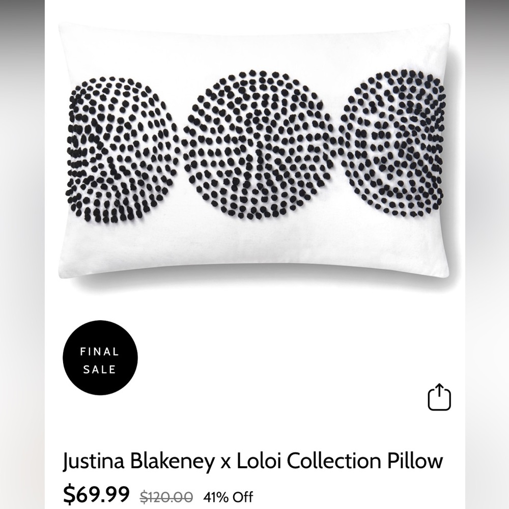 Justina Blakeney x Loloi Collection White & Black Cotton Throw Pillow